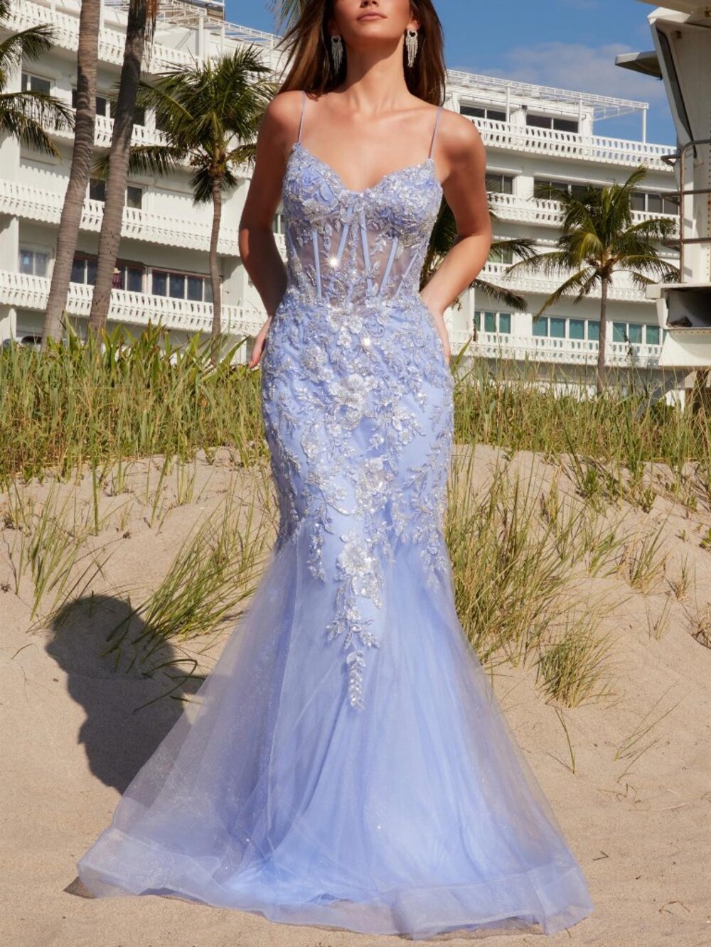 POWDER BLUE FORMAL DRESS.PROM PARTY TRUMPET EVENING SPECIAL OCCASION WEDDING NEW